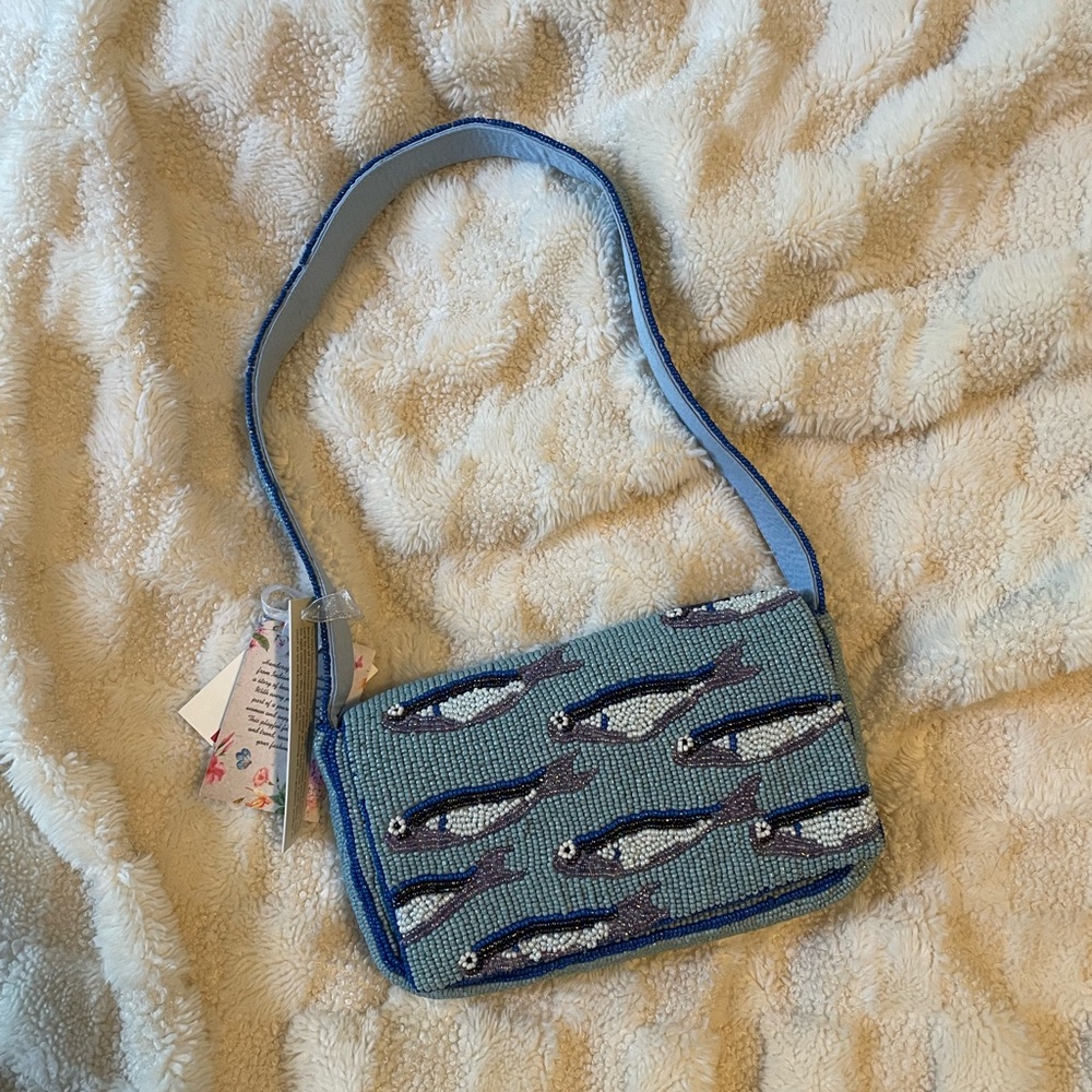VIRAL Sardine Pattern Beaded Shoulder Bag